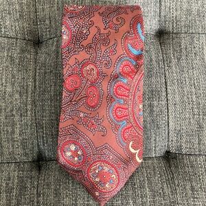 Vintage Polo by Ralph Lauren silk  Paisley Red Terracotta brown blue Tie